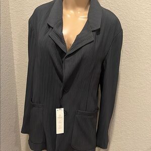 Nwt Zara dark gray ribbed Blazer with Notched Lapel and Relaxed Fit